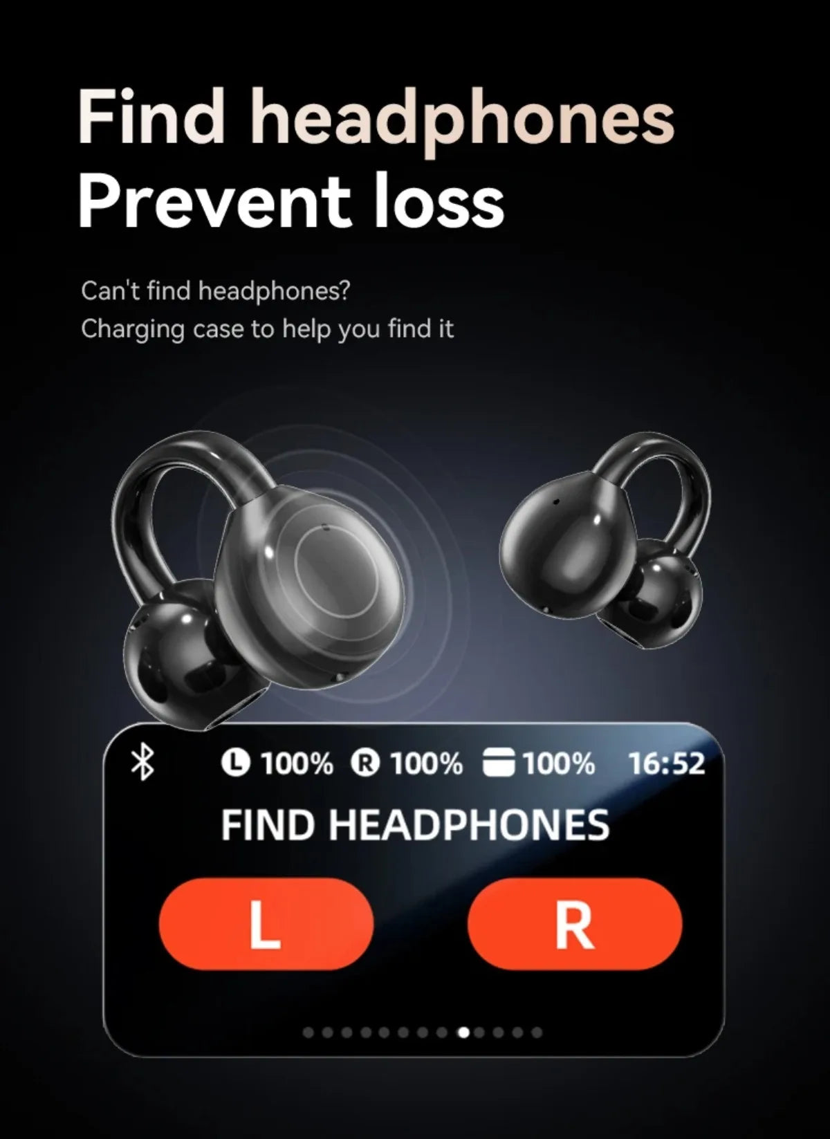 Wireless Ear Clip Earphones with Touch Screen 144 Languages AI Real Time Translation Headphones Smart Bluetooth 5.4 Earbuds