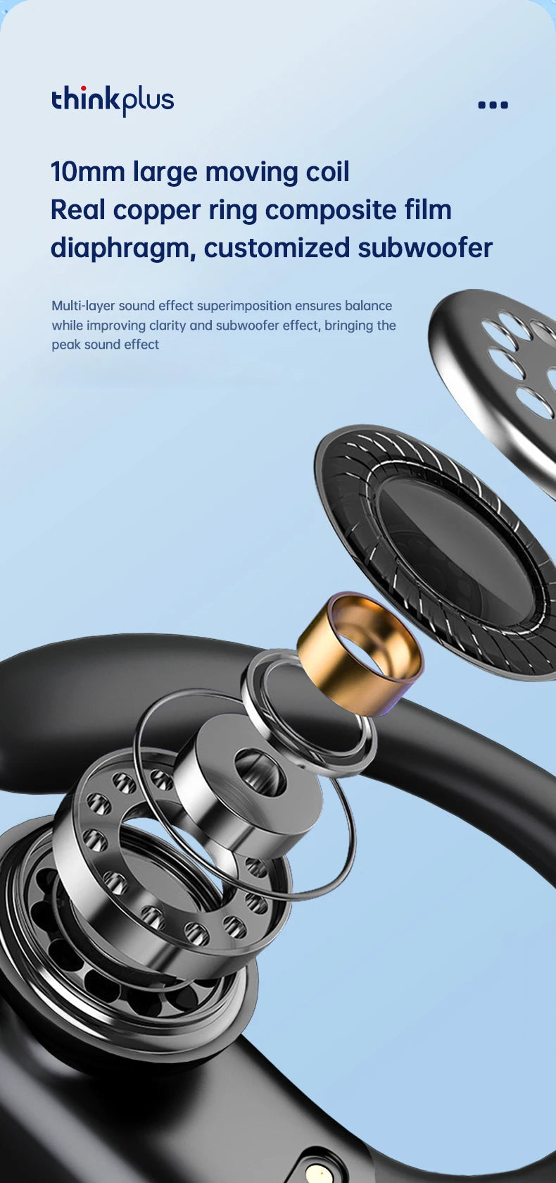 Original Lenovo XT80 Earhooks Sports Bluetooth Wireless Headsets with Mic,LED Power Display,ENC,Hifi Stereo Sound Gaming Headset