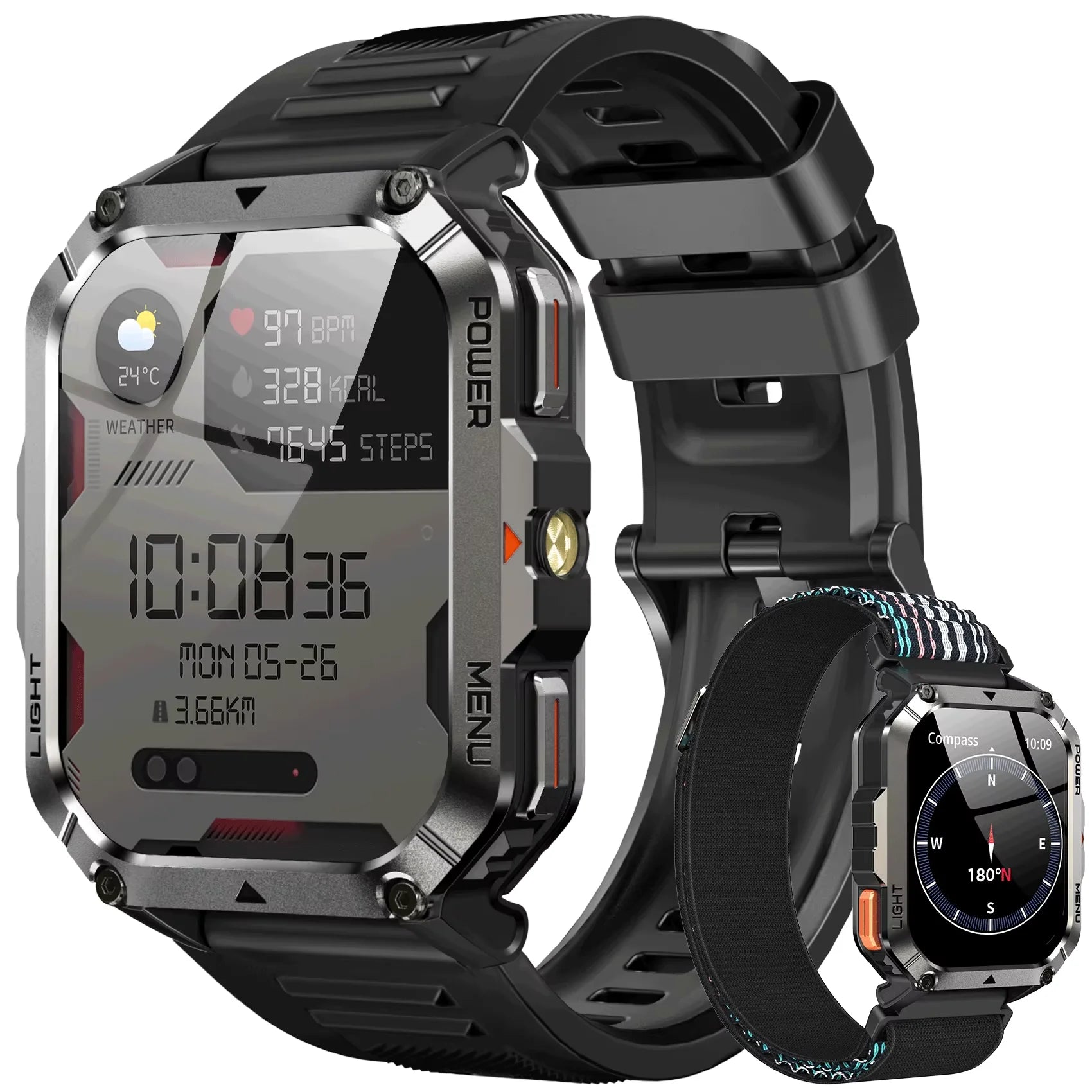 2025 New W70 Pro Outdoor Smartwatch 900mAh 2.01'' TFT HD Screen Waterproof Women Men Watches with Emergency Lighting Compass