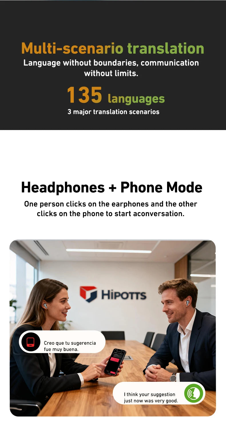 HTC NE48 Slider Headphones Wireless with a Colorful HD Display Touch Control In-Ear Bluetooth Earphones AI Translation Earbuds