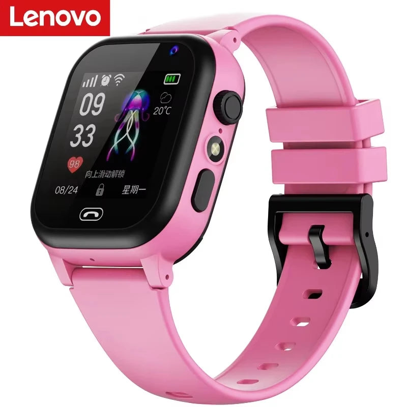 Lenovo Kids Smart Watch SOS GPS Location Sim Card Camera Heart Rate Monitoring Bluetooth Calling Waterproof Gift For Android