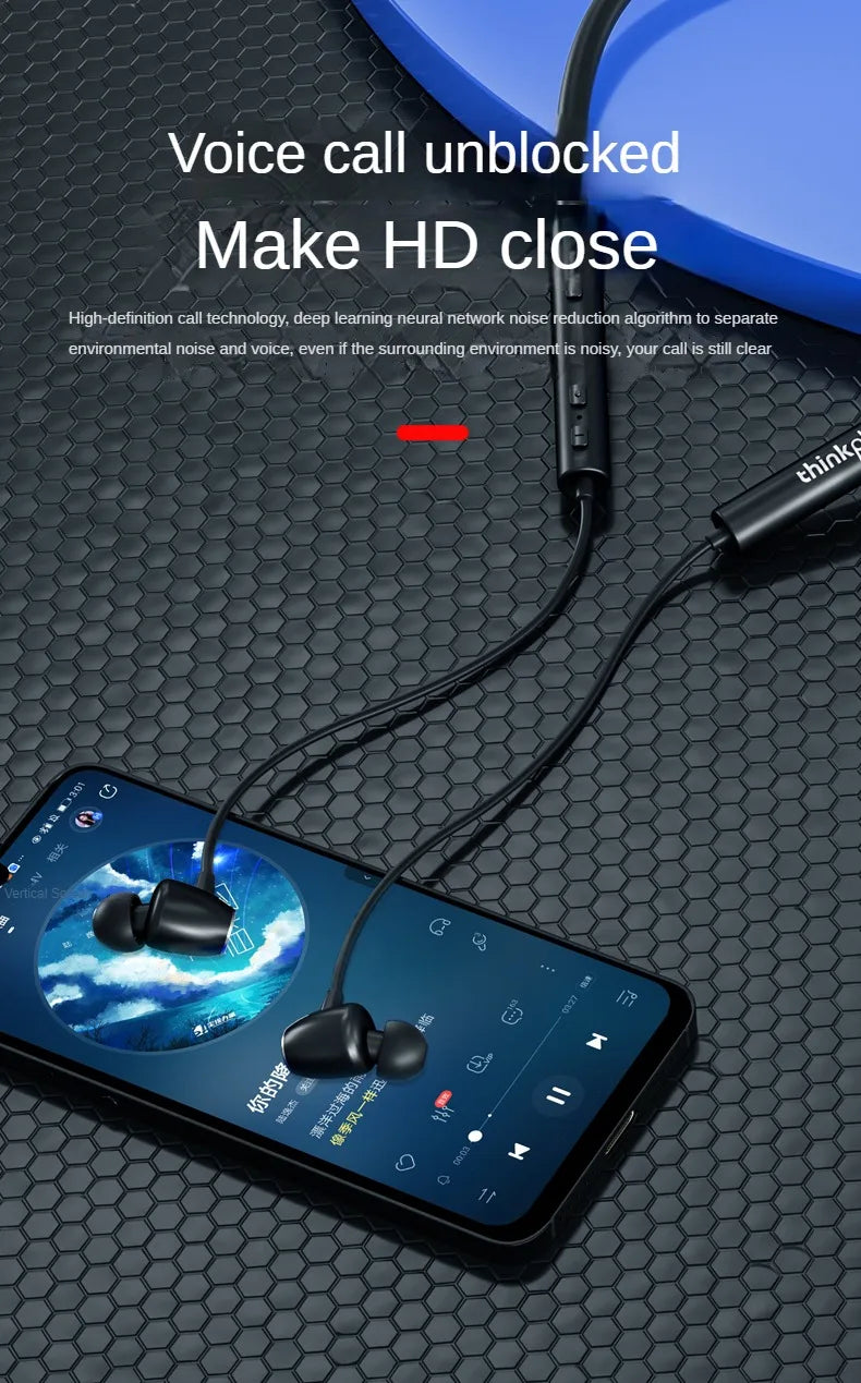 Lenovo Bluetooth Earphones HE05XII Wireless Earbuds Magnetic Neckband Earphone Waterproof Sport Headset Mic Noise Cancelling