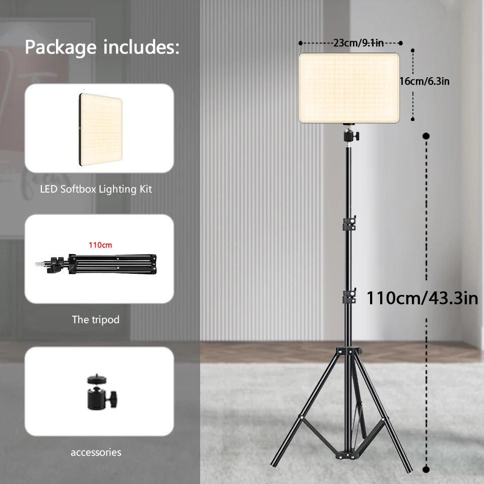 LED Video Conference Lighting Selfie Light with Tripod for Photo Studio Shooting Live Streaming TikTok Zoom Eye-catching Bi-Color Photo Studio Lamp
