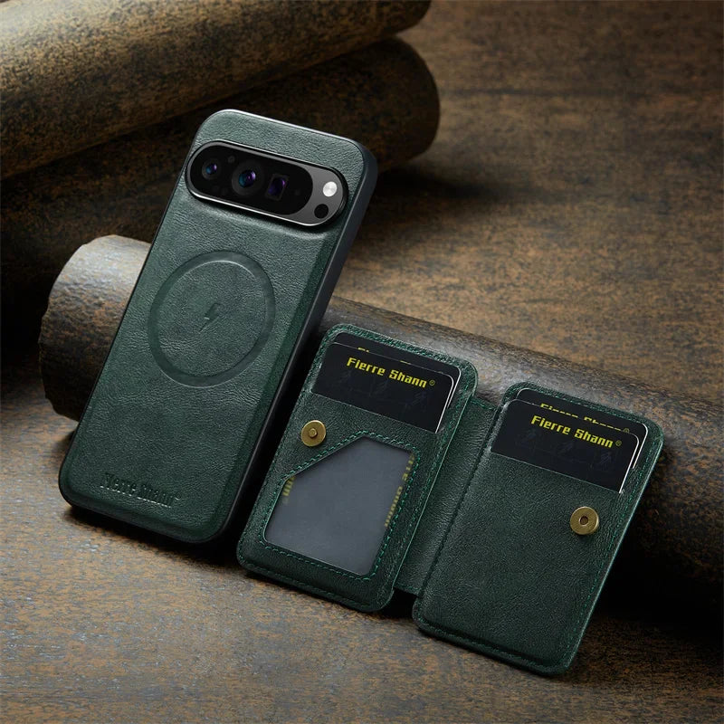 Magsafe Magnetic Leather Phone Case for Google Pixel 9 10 Pro XL 8 8A 8Pro 7 7Pro 7A Wallet Cards Slot Holder Pocket Cover