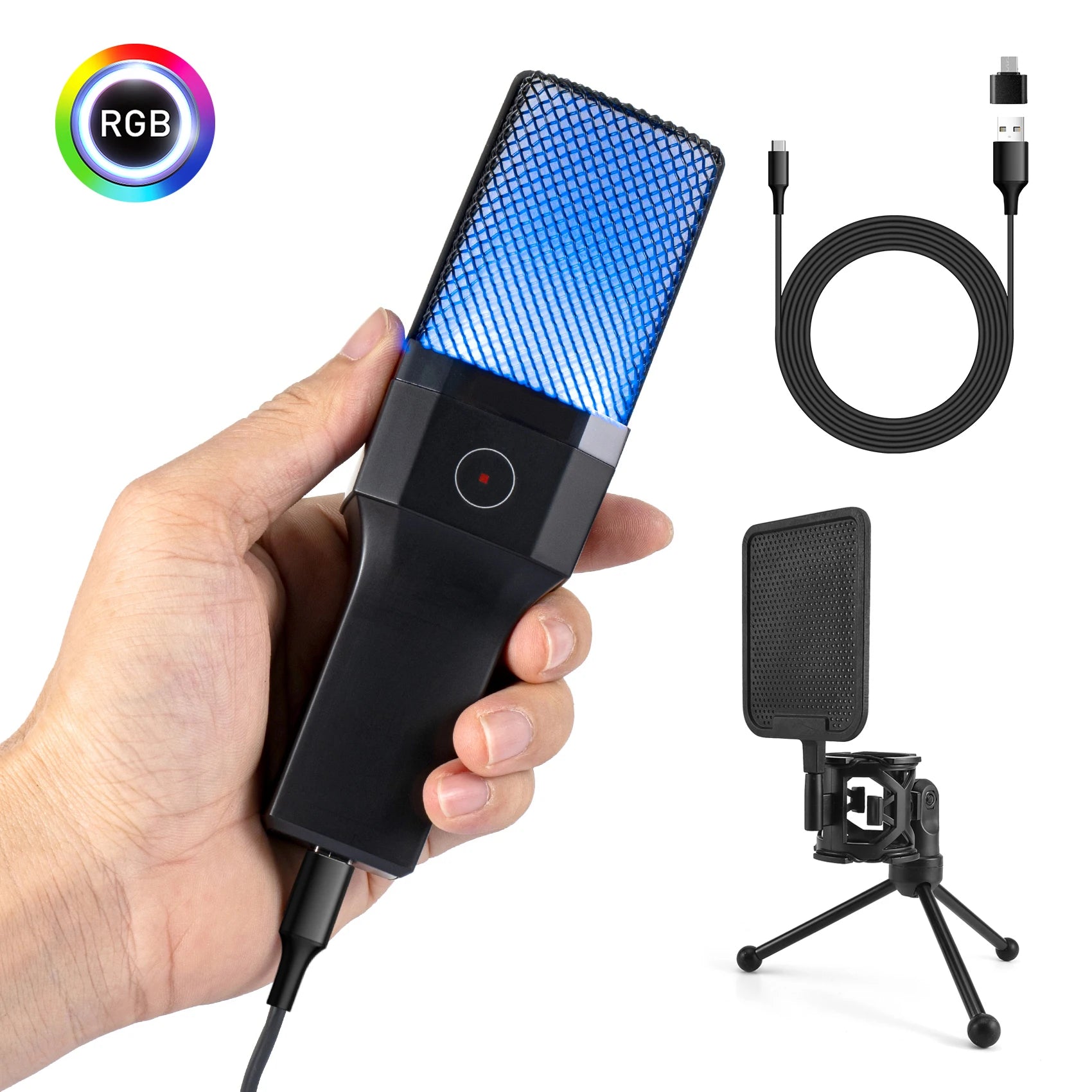 Professional USB Condenser Microphone Kit – Gaming & Podcast Mic for PC/Laptop, Wired Studio Recording Mic for Streaming, Karaoke & Voice Overs.
