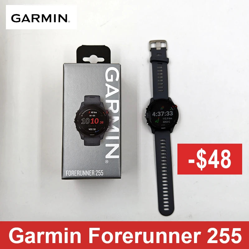 Garmin Forerunner 255 Sports Smartwatch 46mm 1.3'' Color Screen 14 Days Battery Life 4GB RAM NFC Bluetooth Wifi 5ATM Waterproof