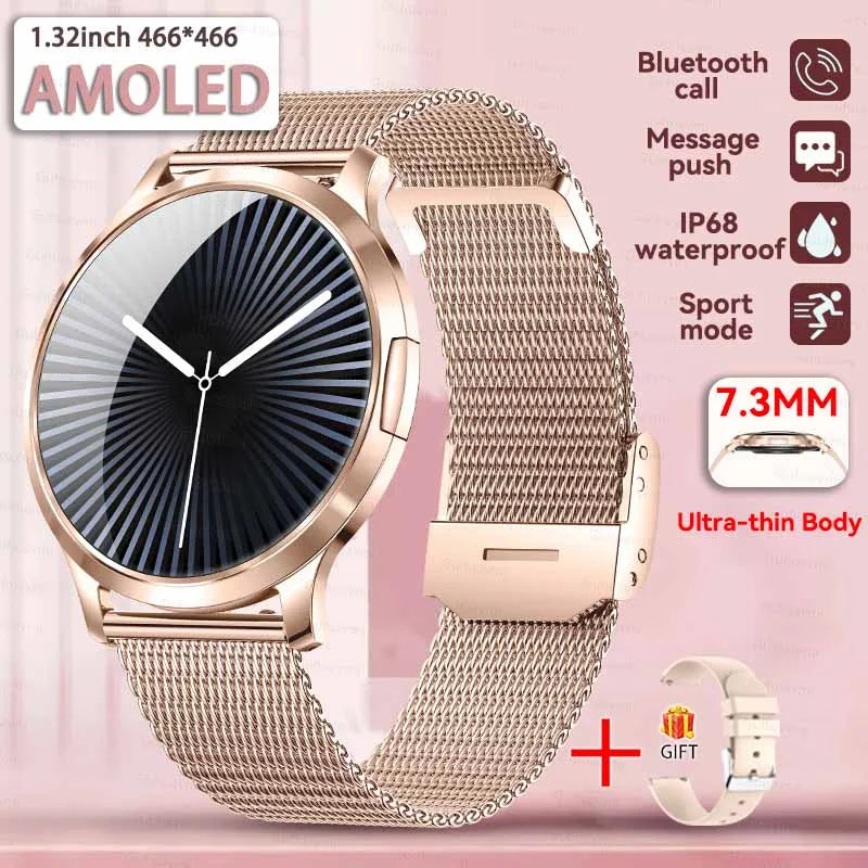 2025 New 1.32inch AMOLED Smart Watch Women GPS Trajectory Heart Rate Bluetooth Call Always Display Lady Smartwatches Men For IOS