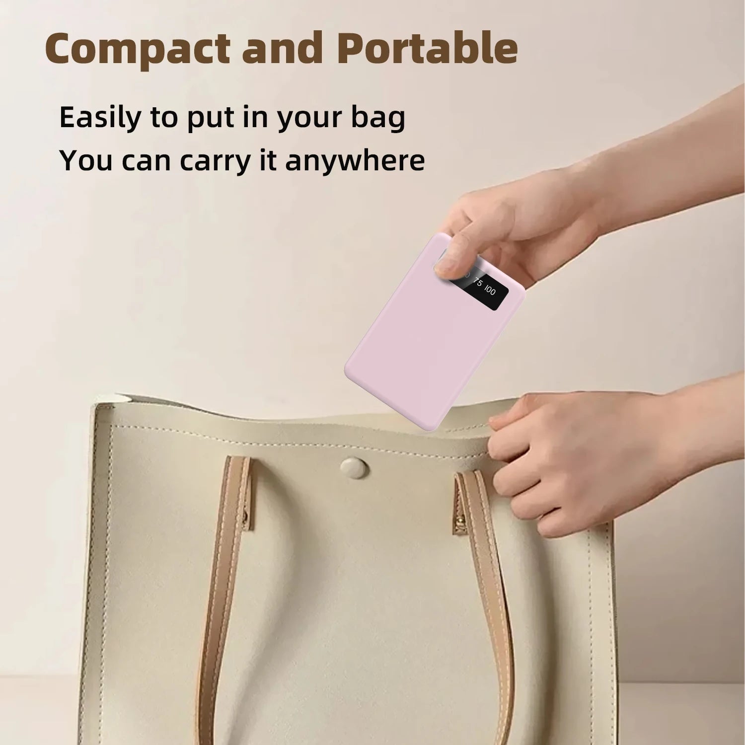 10000Mah Mini Compact Portable Mobile Phone Charger, 4-Usb Output, Built-In Type-C, Micro, for iPhone Cable Charging, Slim and Lightweight Usb-A Battery Pack External Mobile Phone Charger