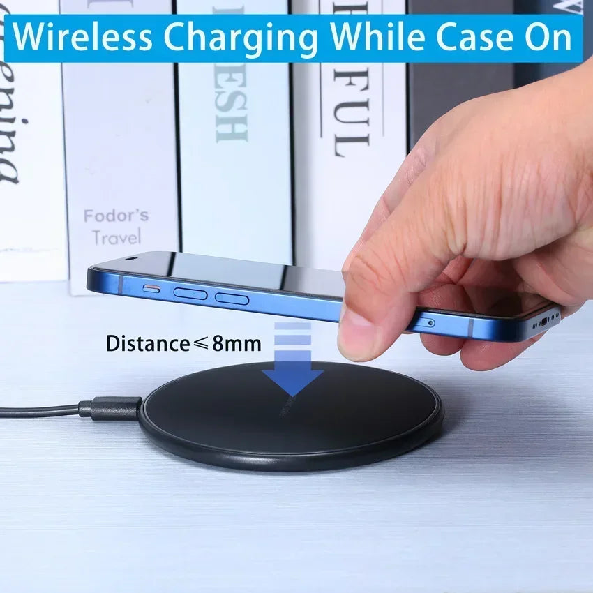 Fast Wireless Charger Pad – Qi Charging Dock for iPhone 16/15/14/13/12/X/XS Max & Samsung, Xiaomi, Huawei Phones.