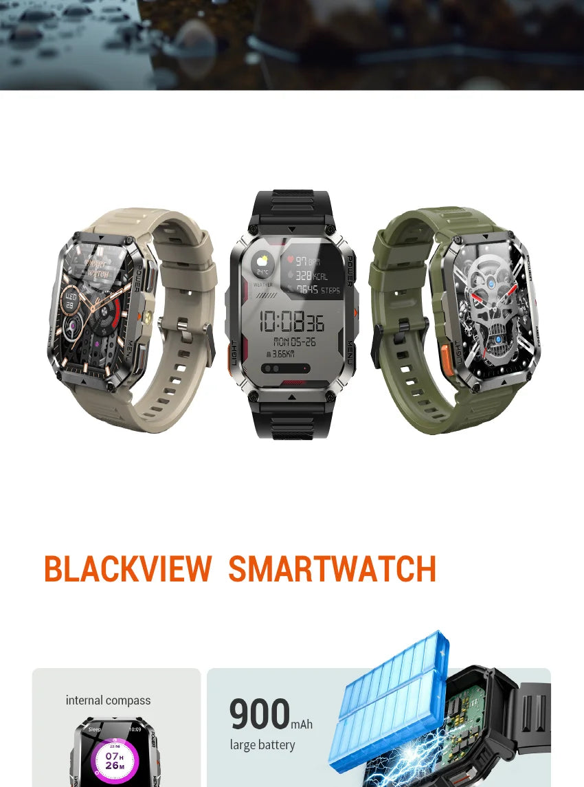 2025 New W70 Pro Outdoor Smartwatch 900mAh 2.01'' TFT HD Screen Waterproof Women Men Watches with Emergency Lighting Compass