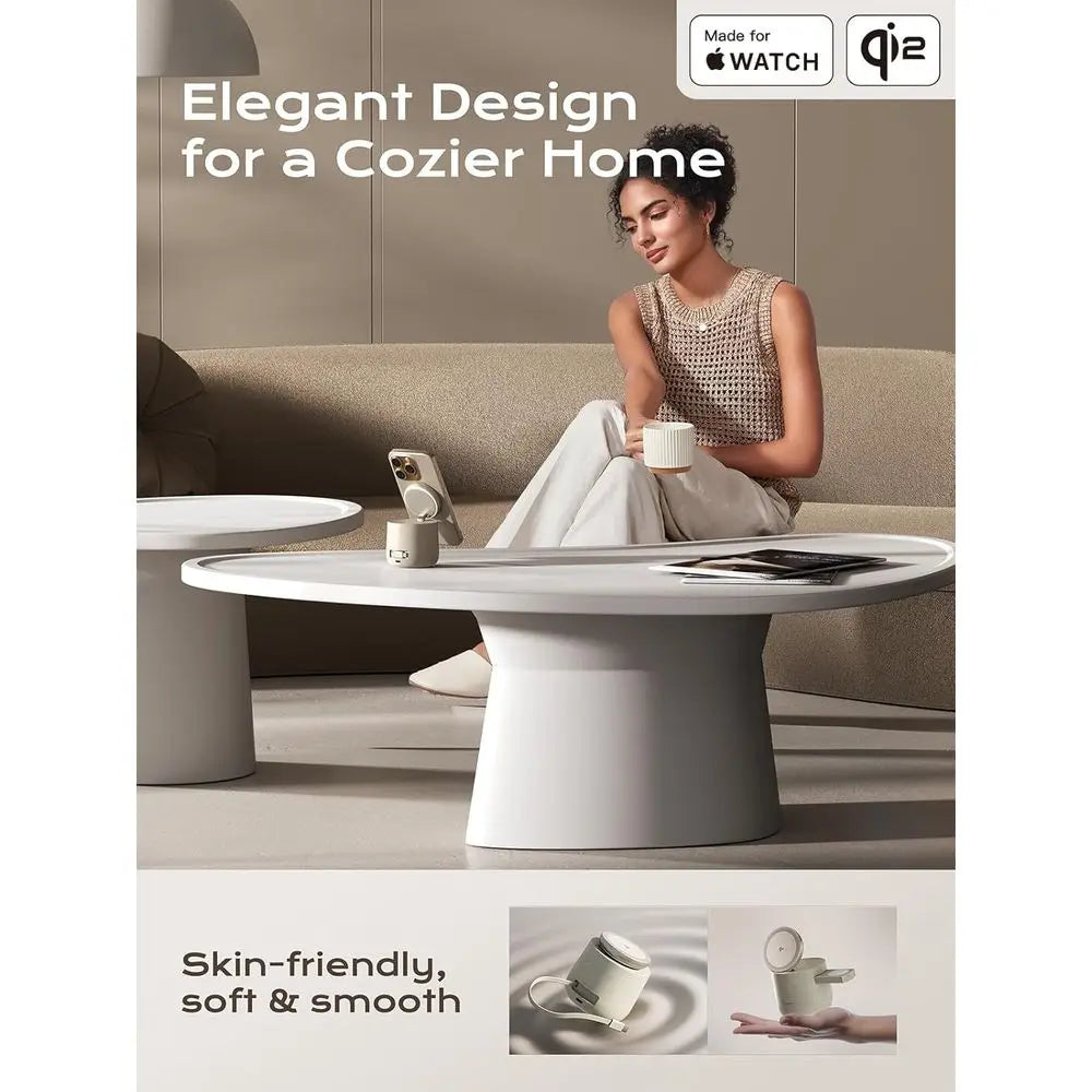 4-in-1 Wireless Charging Station – Qi2 15W Magnetic Charger for iPhone 17/16/15/14/13/12, Apple Watch & AirPods, 65W Adapter Included.