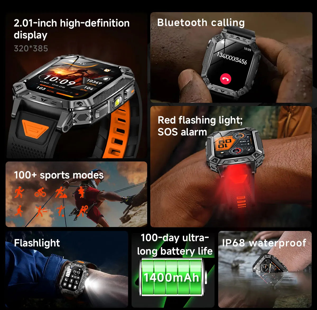 TANK Ultra 2026 1400mAh Military GPS Smart Watch Men 200Day Standby Rugged Tactical Watch 10ATM Diving SOS Satellite Alert Clock