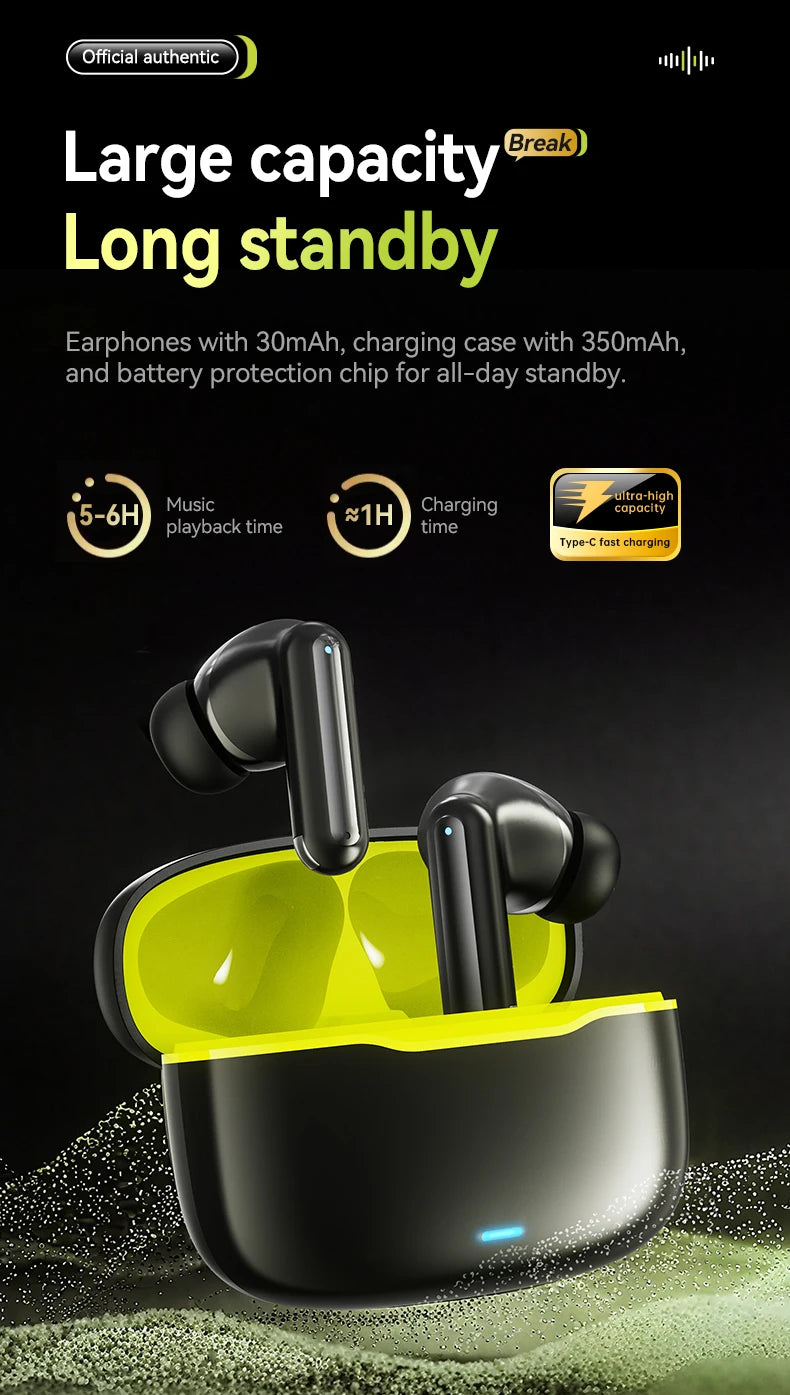 Acer In-Ear Wireless Bluetooth Headphones with Anc Active Noise Reduction, Hd Calls, Dolby Surround Sound, Large Battery, Long Battery Life, No Delay for Music and Games, Suitable for Sports, Running, and Fitness Use