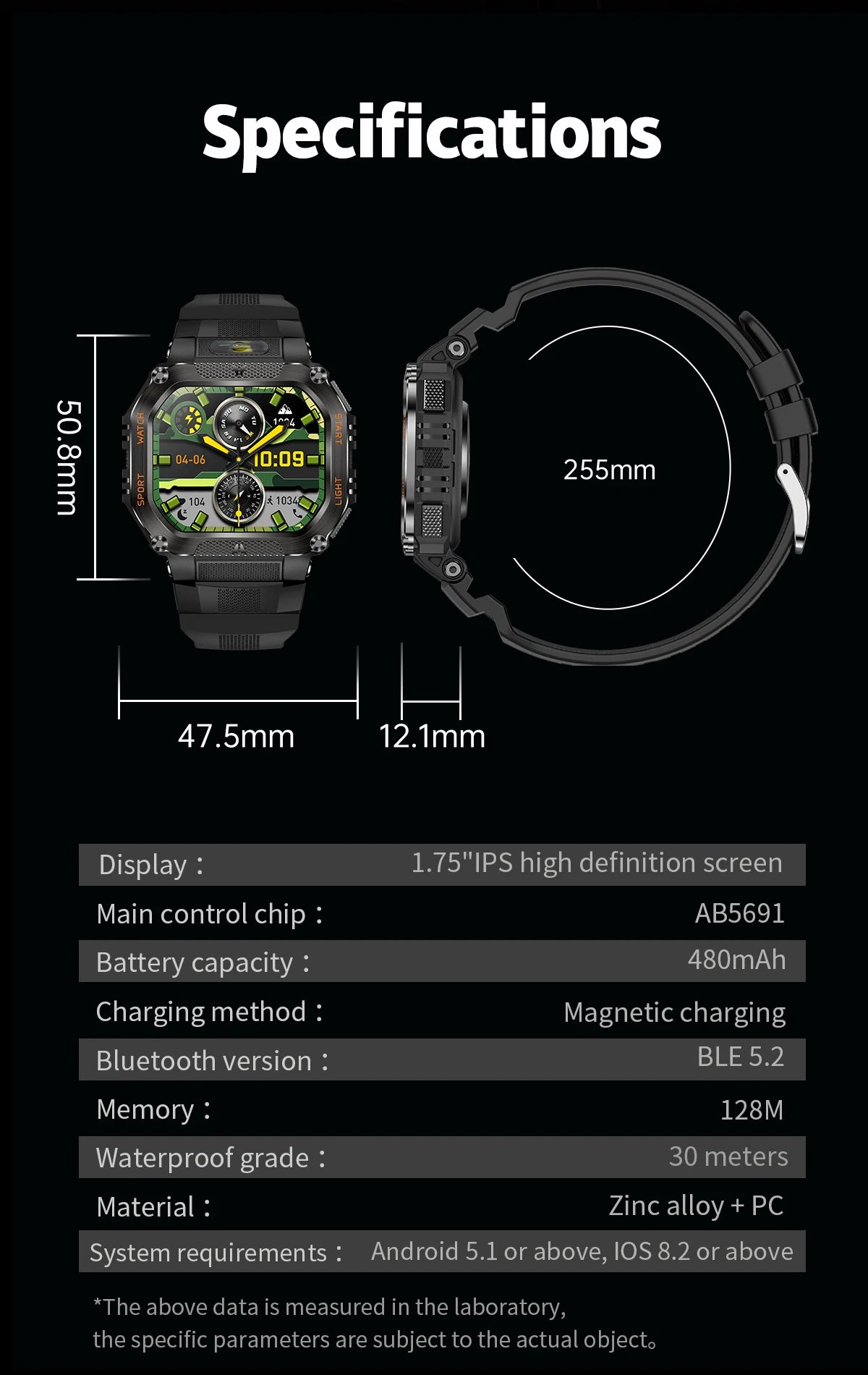 2025 COLMI P85 Smart Watch Men Bluetooth Call Outdoor Rugged Smartwatch 3ATM IP68 Waterproof Flashlight Sports Fitness Watches