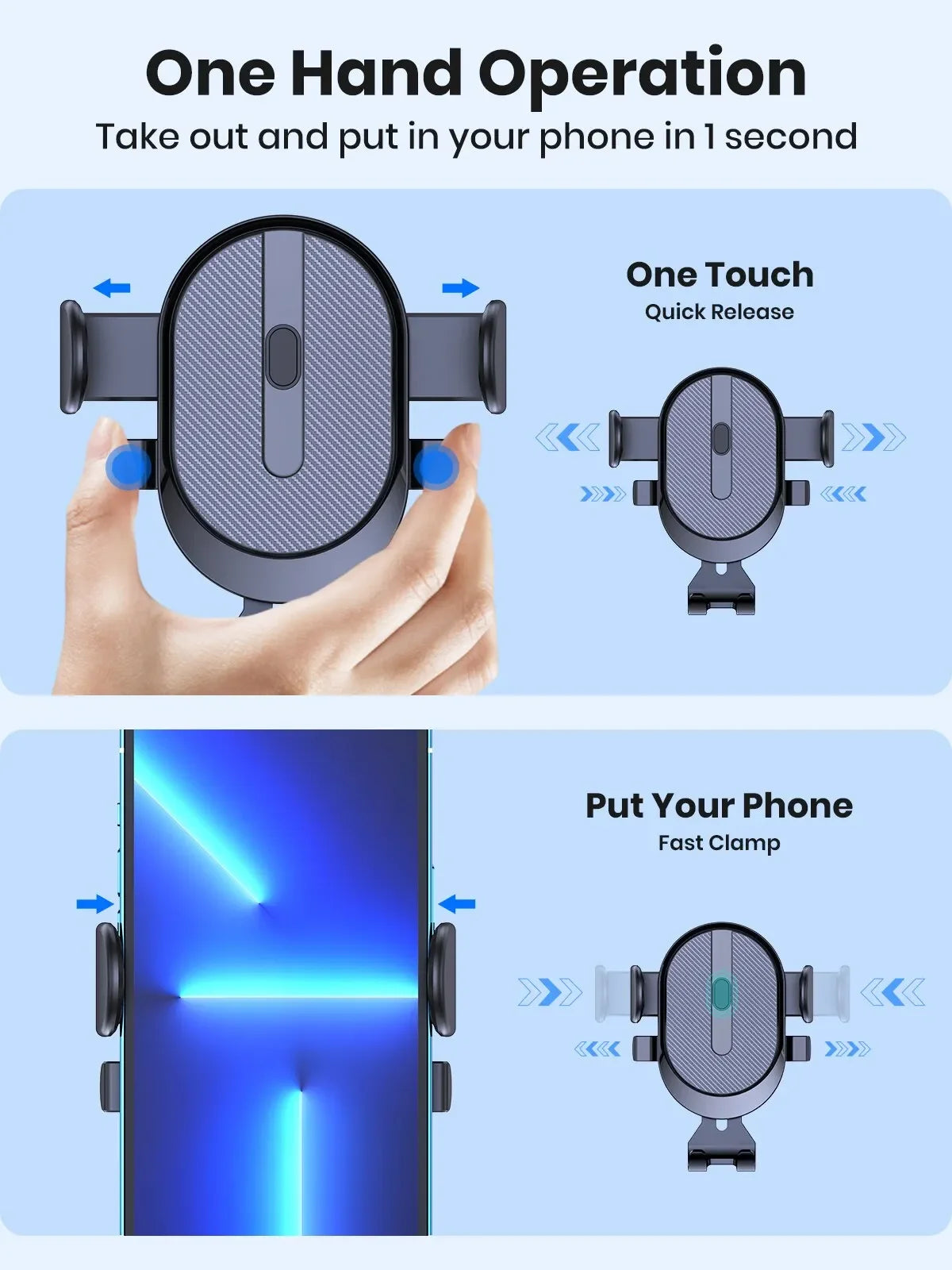 Universal Car Gravity Phone Holder Auto Clip Mount Air Vent Mobile Stand for All Phones - Eye-Friendly Plastic Car Bracket