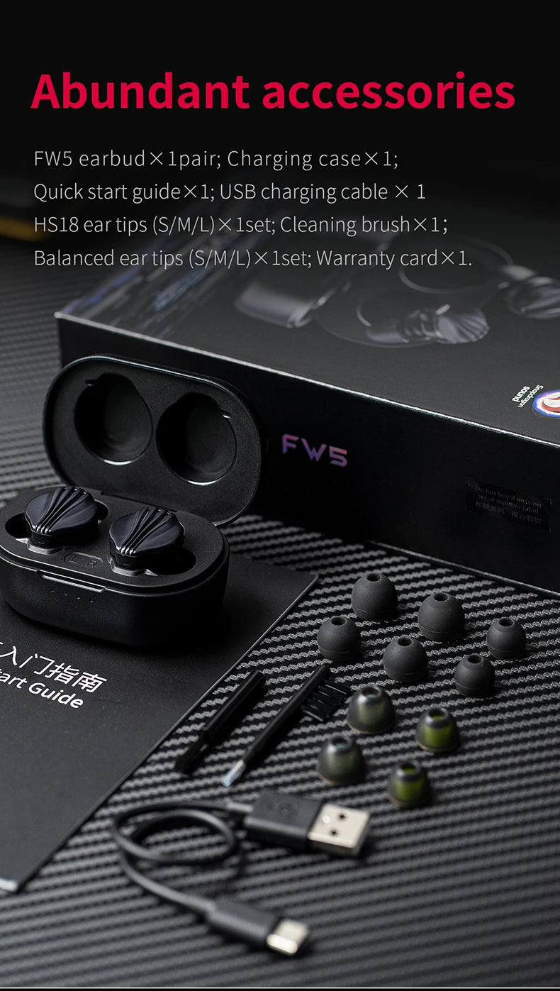 FiiO FW5 TWSWireless Bluetooth LHDC/aptX adaptive Earphones Sport Stereo HiFi Music Earbuds 10mm Dynamic Driver Earphone
