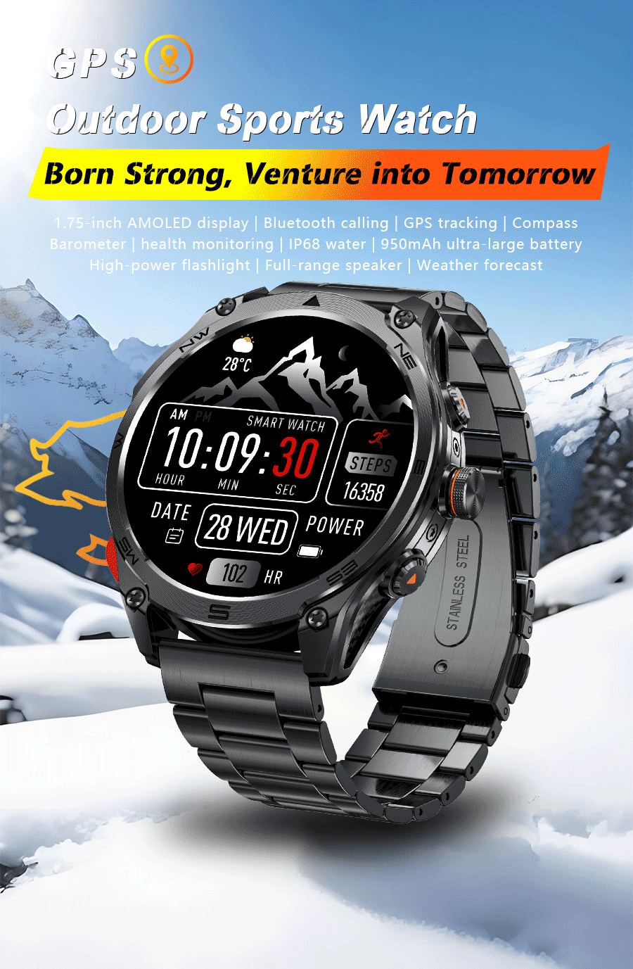 2026 Ultra New Built in GPS Compass Smart Watch 1000mAh Battery 10ATM Waterproof Sports tracker Outdoors Military Smartwatches