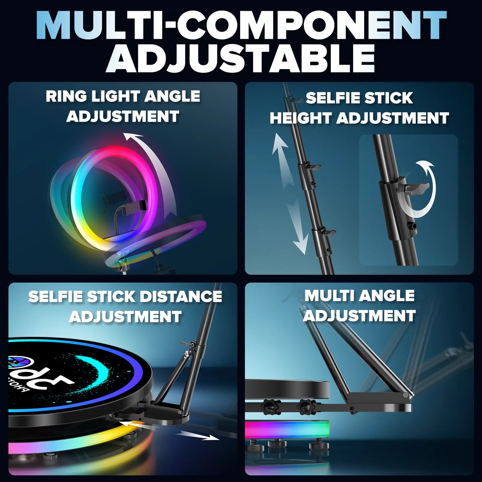 360 Photo Booth Rotating Platform with RGB Ring Light – Selfie Spinner Photobooth for Parties, Weddings & Events, Flight Case Included