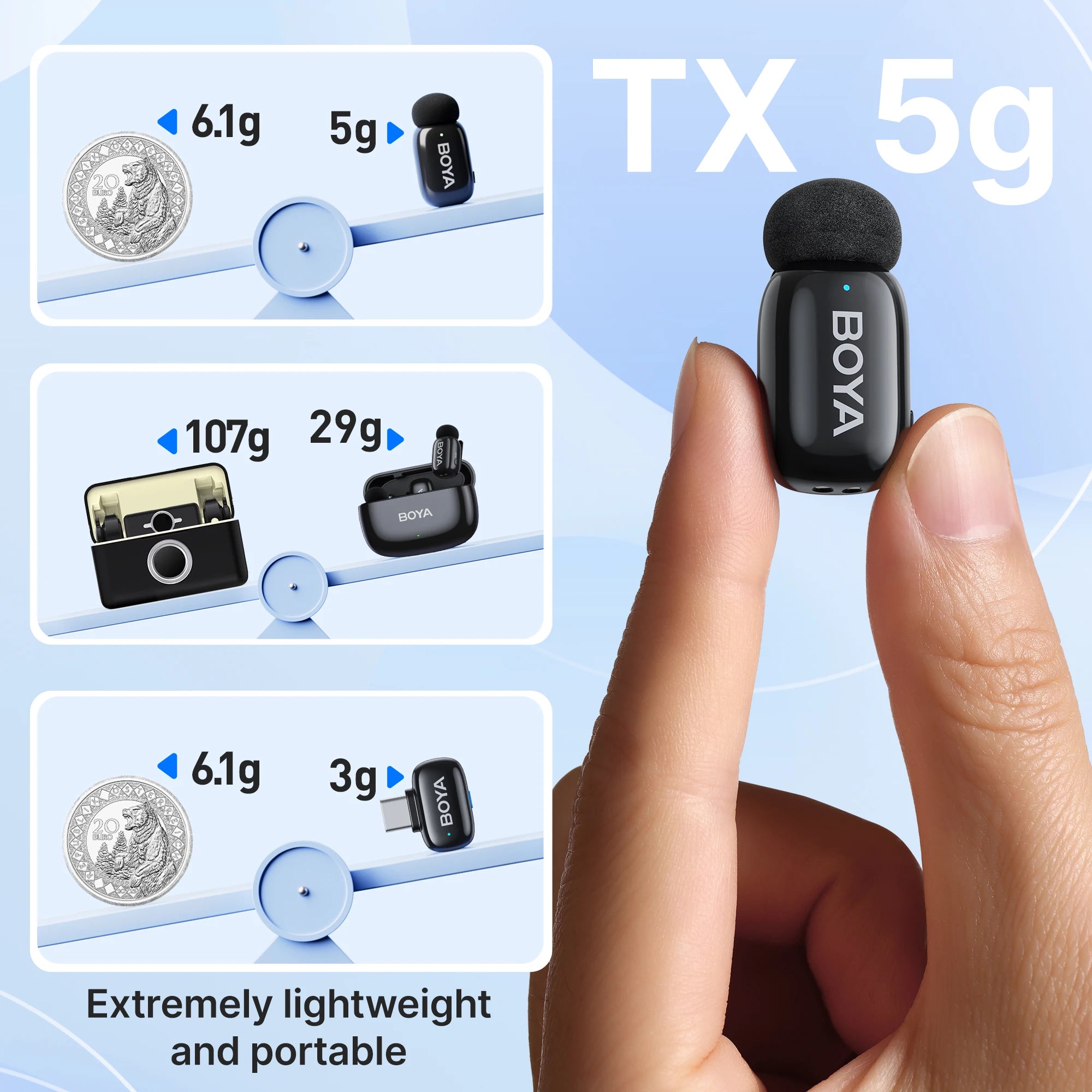 BOYA BOYA mini Wireless Lavalier Microphone for iPhone 15/16 Android USB-C Devices Noise Reduction for Video Recording Streaming