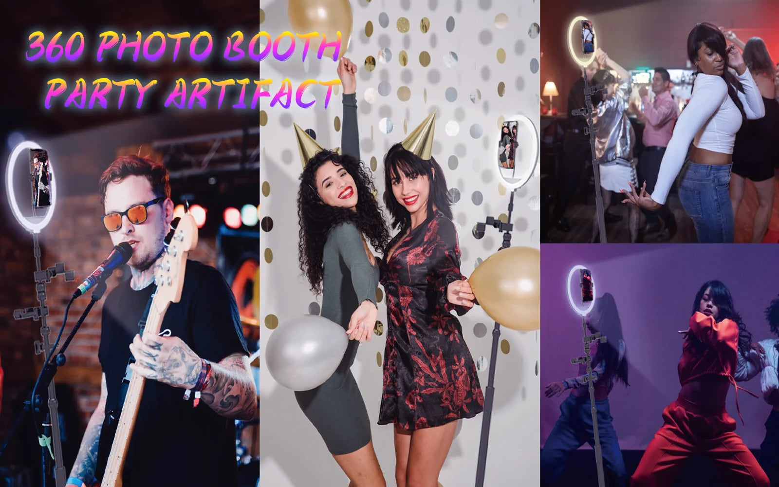 360 Photo Booth Rotating Platform with RGB Ring Light – Selfie Spinner Photobooth for Parties, Weddings & Events, Flight Case Included