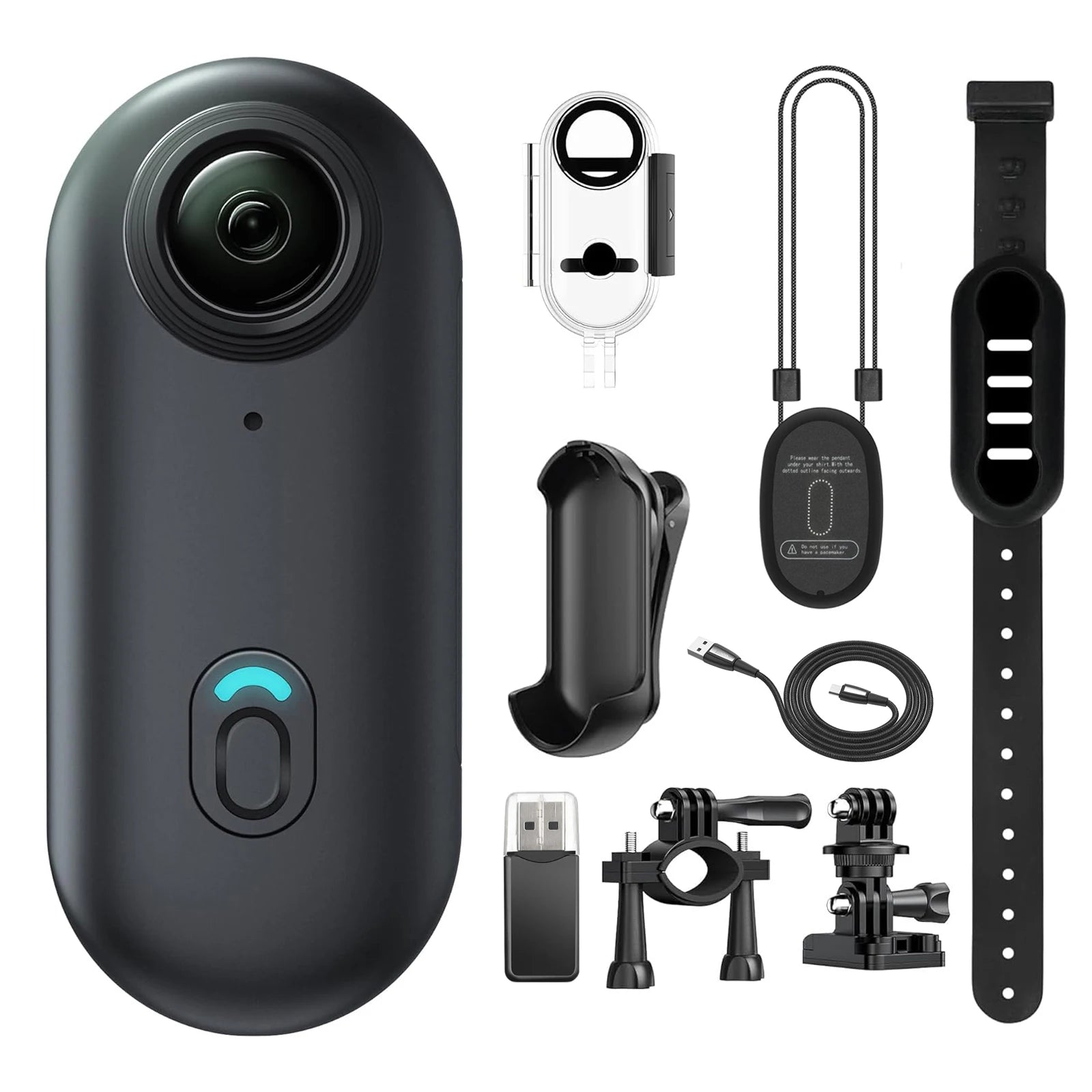 4K Mini WIFI Action Camera 128GB Black Portable Thumb Video Recorder with IPX7 Waterproof Helmet Mount for Vlogging