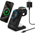 3-in-1 Wireless Charging Station with 10000mAh Detachable Power Bank – Portable Magnetic Charger for Phone, Watch & AirPods with Stand.