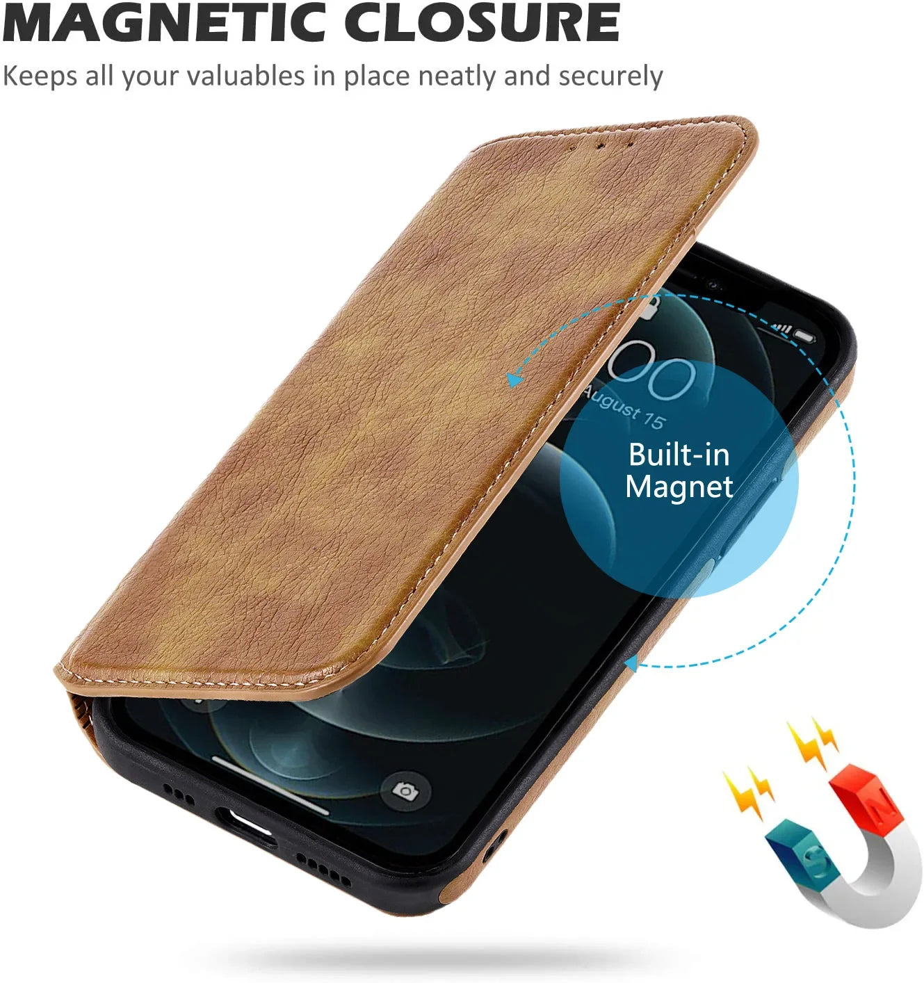 WeFor PU Leather Wallet Case for iPhone 11–16