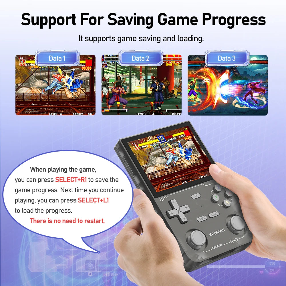 KINHANK K36 Open Source Handheld Game Console 3.5 Inch IPS Screen 9000 Games Emulator for PS1/PSP/DC/N64/SS - 256G Expandable Storage