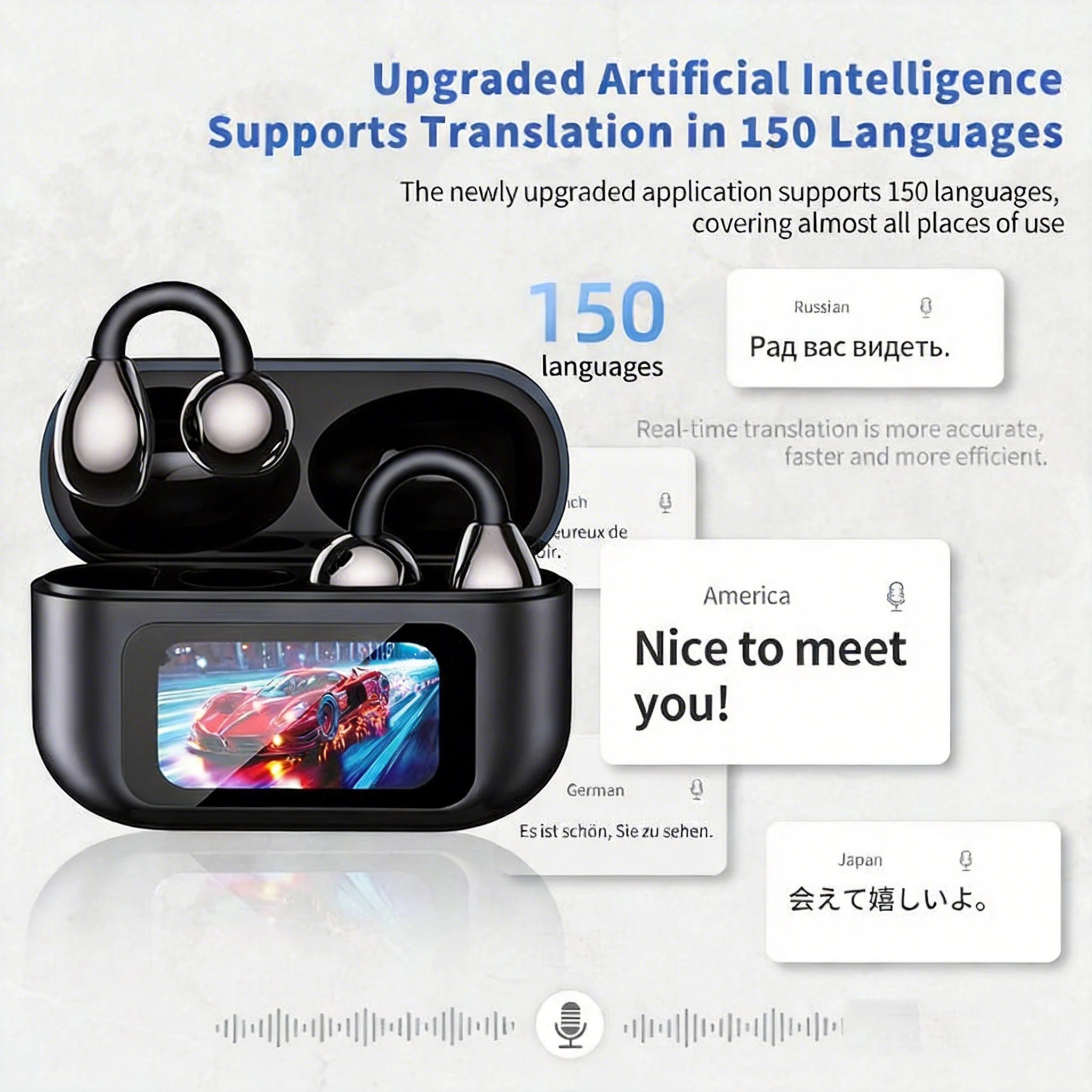 UYUXIO TWS AI Language Translator Earphone for iPhone Android with 144 Online Languages Real Time Translation Earbuds for Travel