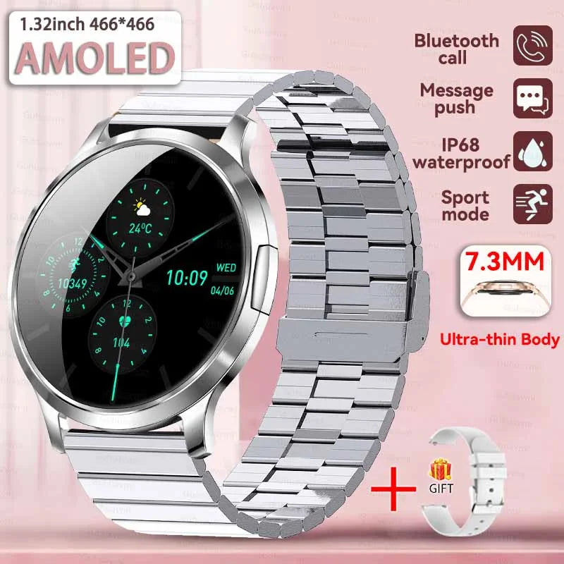 2025 New 1.32inch AMOLED Smart Watch Women GPS Trajectory Heart Rate Bluetooth Call Always Display Lady Smartwatches Men For IOS