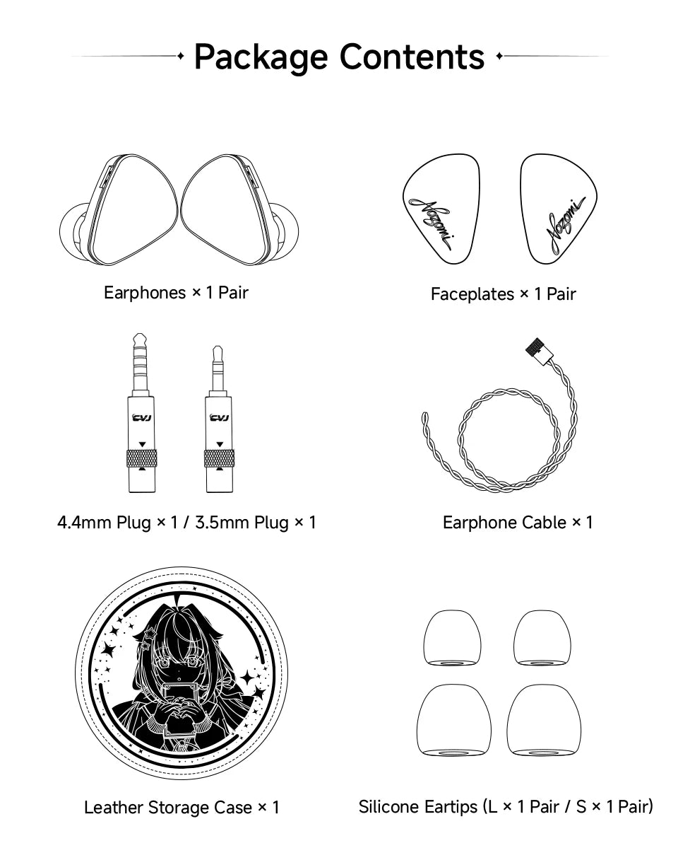 CVJ NOZOMI In-Ear Earphones 2DD+1PD New Planar 3 Unit HIFI Earbuds Interchangeable Panel Nozzle (Anime Collaboration)