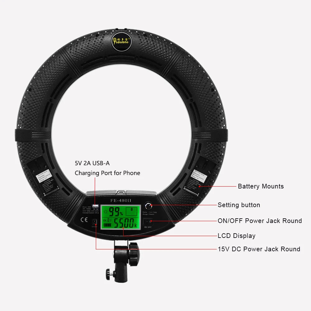 18inch FE480 96W LED Ring Light with Tripod And Remote Control Bi-color Video Lamp for Makeup Beauty Salon Photography Studio
