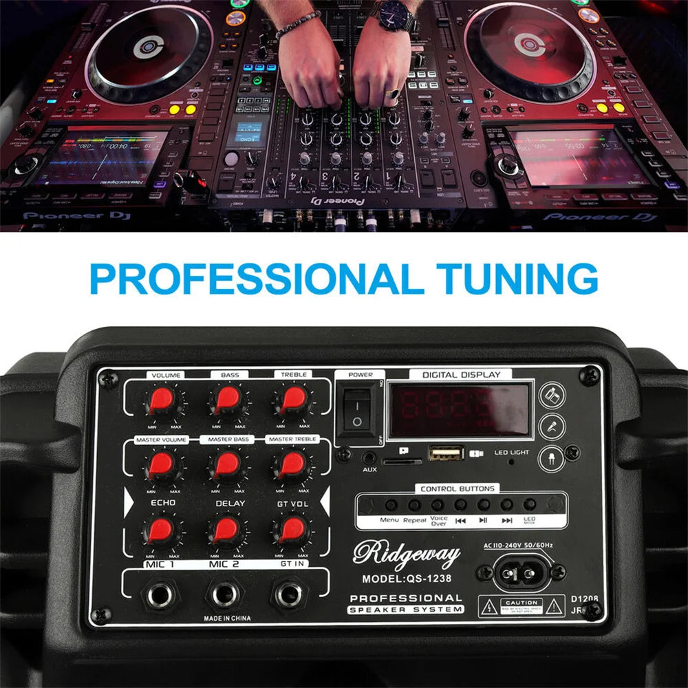 9000W Portable Bluetooth Speaker with 15' Subwoofer Heavy Bass Party System - AUX LED Light & Mic High Quality Karaoke Speaker