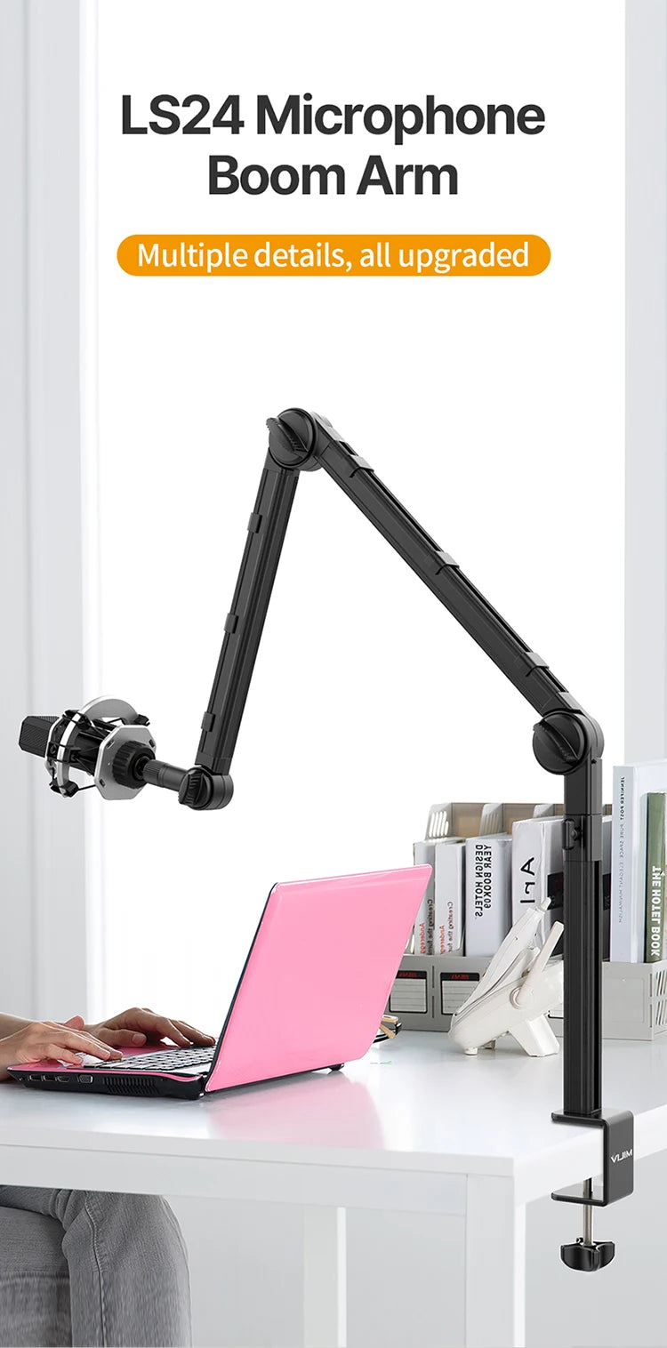 Ulanzi Vijim LS24 Microphone Boom Arm Stand Desktop Adjustable For DSLR Camera Smartphone Fill Light Microphone Holder Mount