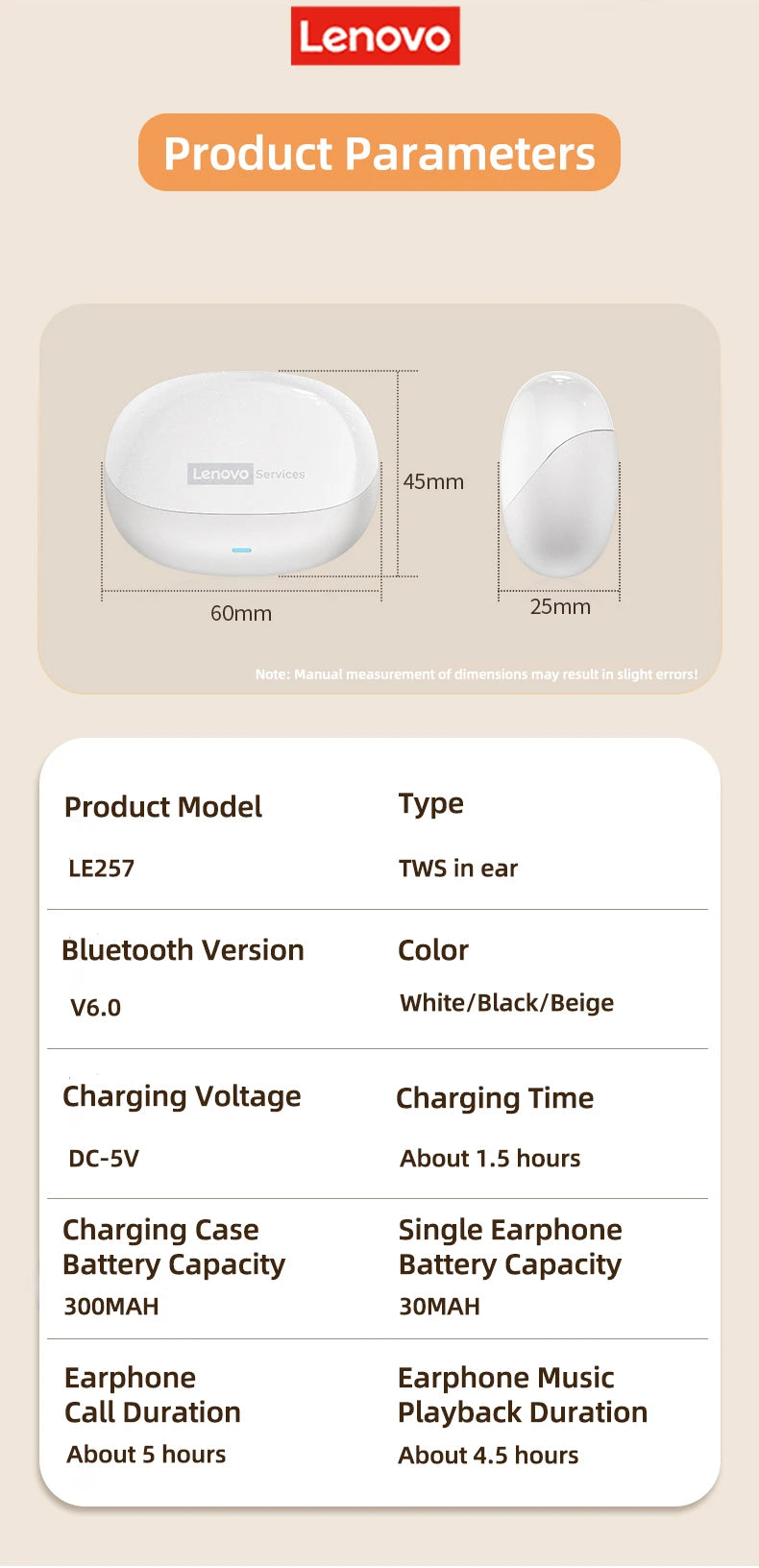 Lenovo Headphones TWS Wireless Bluetooth 6.0 HiFi Sound ENC Call Noise Reduction Earphones Gaming Sports Headset With Mic New
