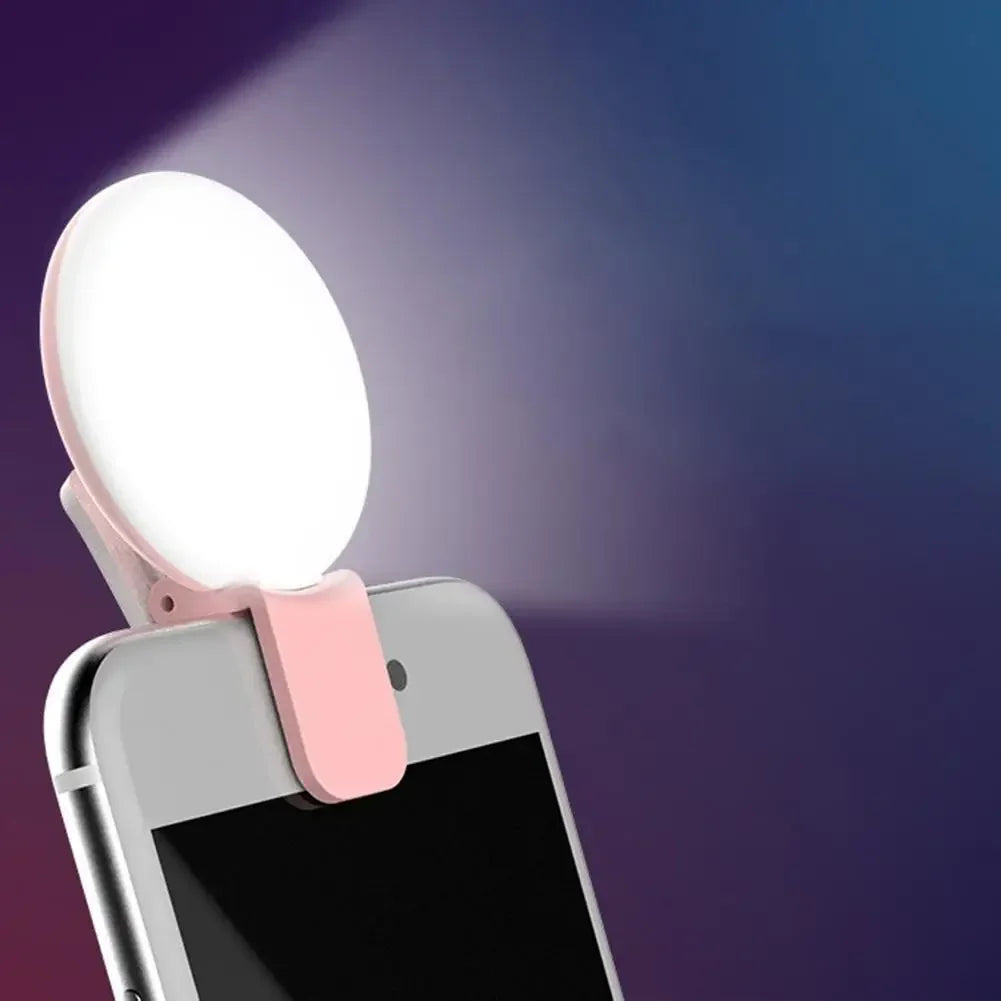 Portable Mini LED Selfie Ring Light for Mobile Phone with Three Stop Dimming Circle Photography Clip Durable Fill Light for All Mobiles