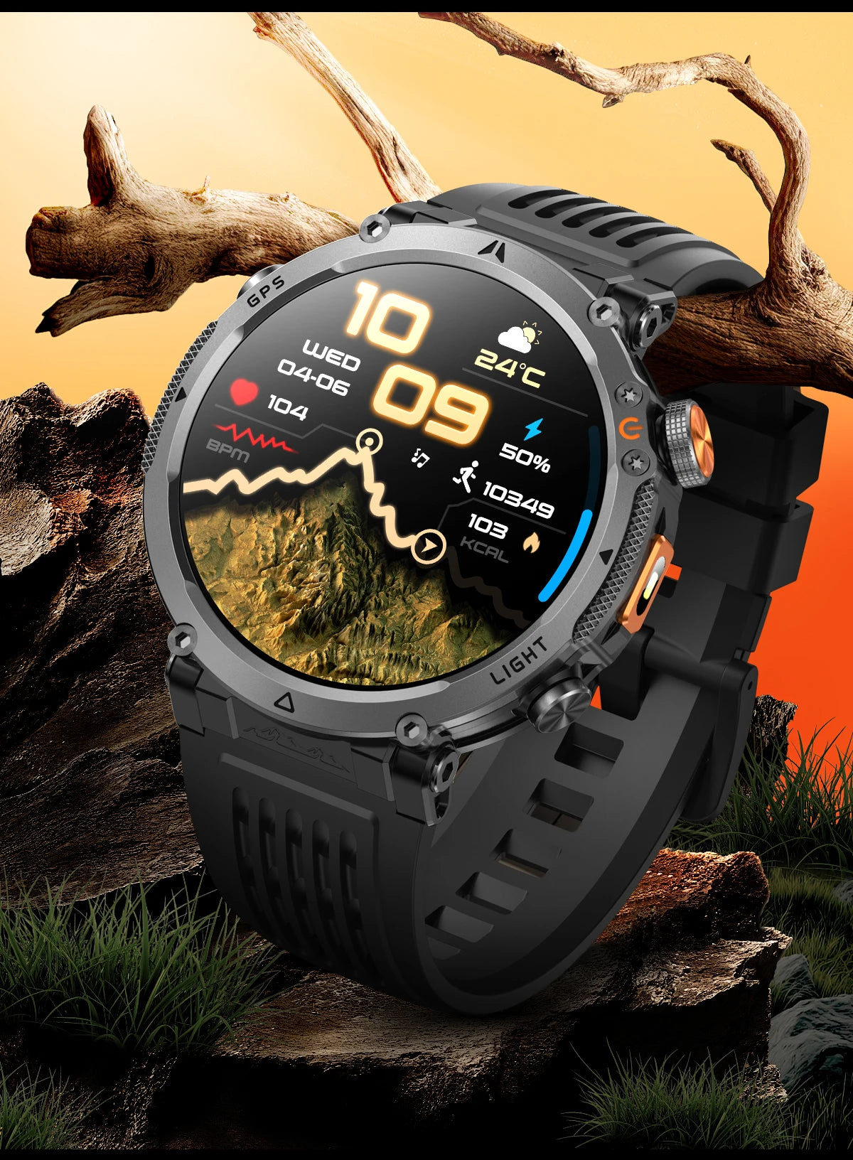 2026 New Military GPS Sports Smart Watch Men Compass 3ATM Waterproof Swim Fitness Tracker AMOLED HD SmartWatches 850Mah Battery