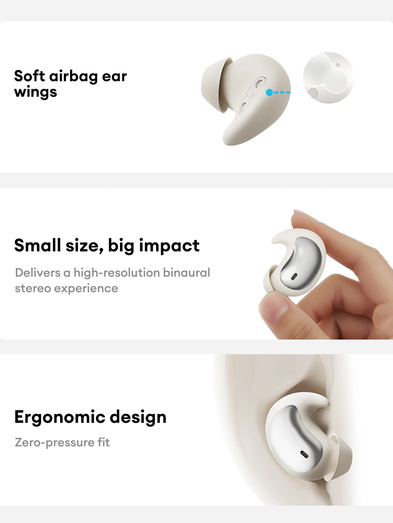 Lenovo LE203 Wireless Bluetooth 6.0 Sleep Headphones Small Lightweight Comfortable In-Ear Earphone Long Battery Life With Mic