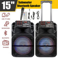 9000W Portable Bluetooth Speaker with 15' Subwoofer Heavy Bass Party System - AUX LED Light & Mic High Quality Karaoke Speaker
