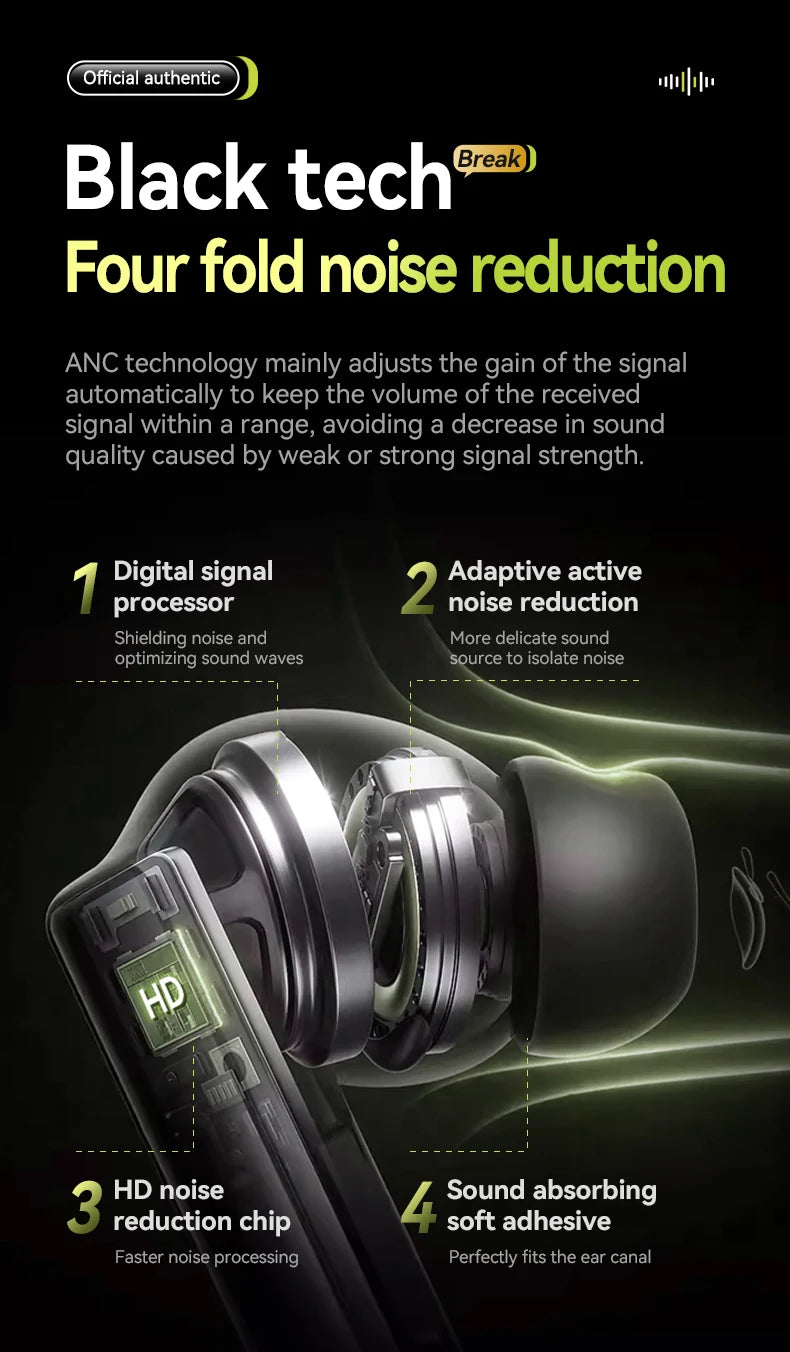 Acer In-Ear Wireless Bluetooth Headphones with Anc Active Noise Reduction, Hd Calls, Dolby Surround Sound, Large Battery, Long Battery Life, No Delay for Music and Games, Suitable for Sports, Running, and Fitness Use