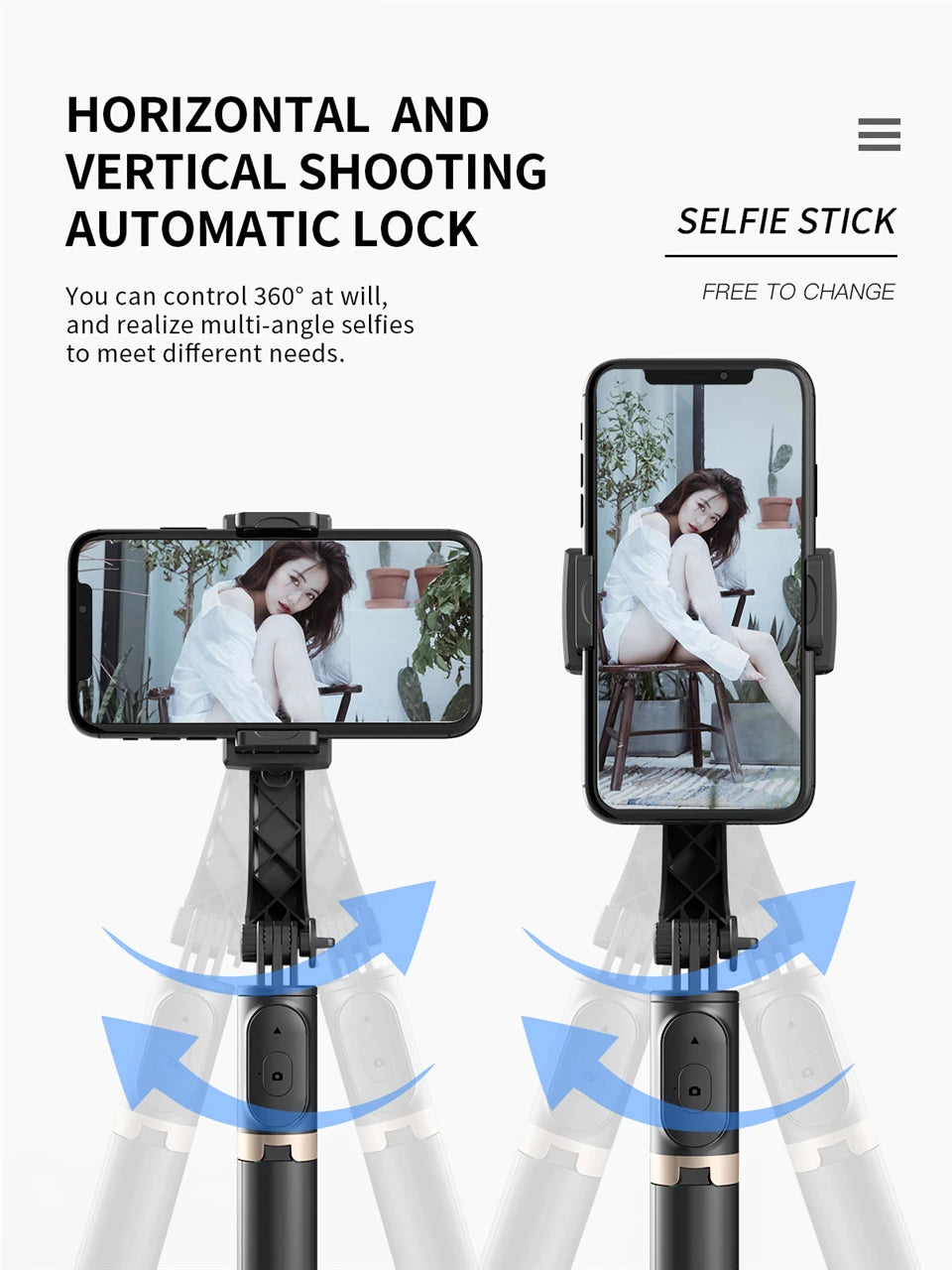 FANGTUOSI Mobile Video Stabilizer Bluetooth Selfie Stick Tripod Gimbal for Smartphone Live Streaming Vertical Shooting Bracket