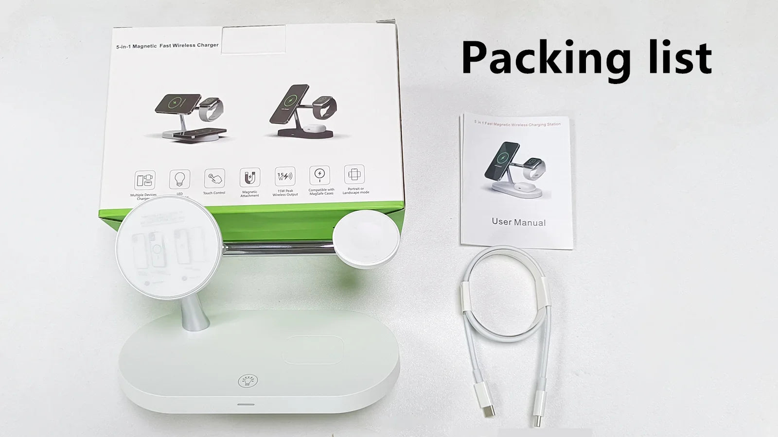 3-in-1 Wireless Charging Stand – Fast Charger for iPhone 17/16/15/14/13/12, Apple Watch & AirPods, Magnetic Charging Station Dock.