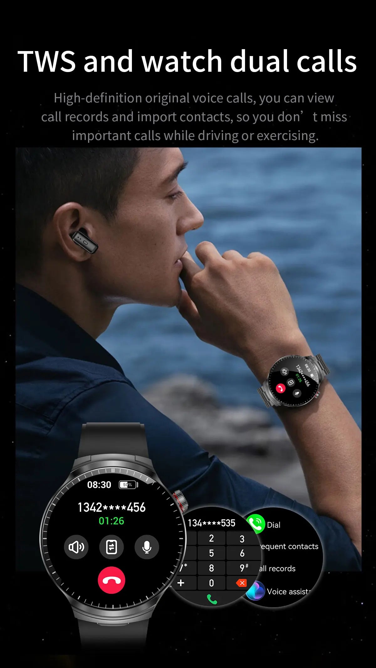 2026 T-REX3 New 2 in 1 Smartwatch With Earbuds Smartwatch TWS Bluetooth Earphone Heart Rate Blood Oxygen Monitor Sports Watch