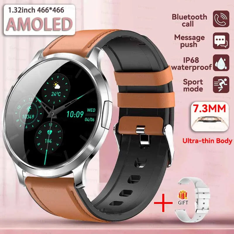 2025 New 1.32inch AMOLED Smart Watch Women GPS Trajectory Heart Rate Bluetooth Call Always Display Lady Smartwatches Men For IOS