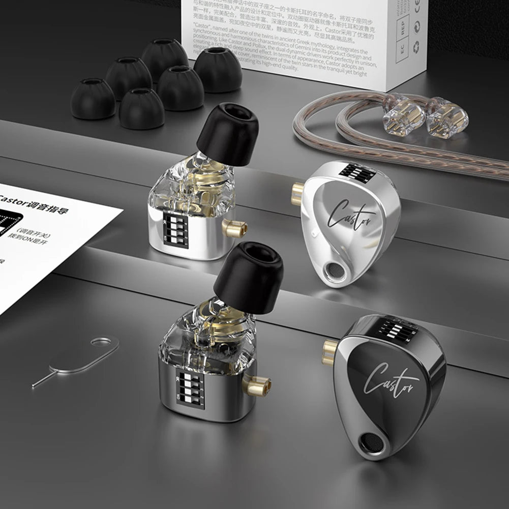 Wired Earbuds Monitor Headphone Noise Isolating 2 Dynamic Tunable Balanced Armature Earphones with Mic Cancelling Earbuds