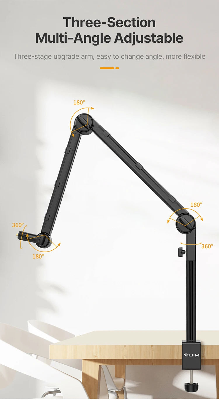 Ulanzi Vijim LS24 Microphone Boom Arm Stand Desktop Adjustable For DSLR Camera Smartphone Fill Light Microphone Holder Mount