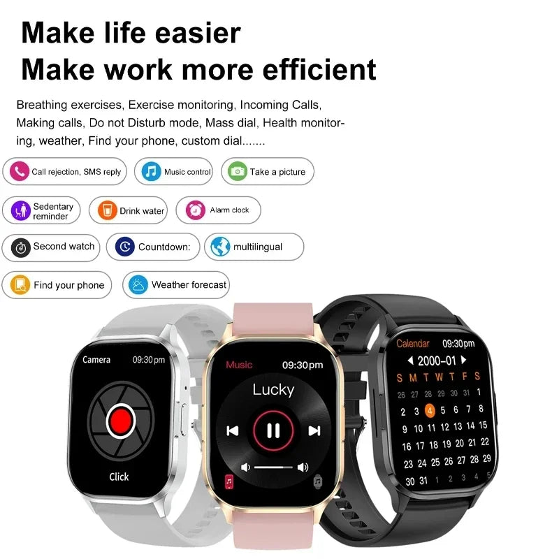 Ultra Thin Smart Watch Man Women Screen Always Display Time Sports Bracelet Bluetooth Call Fashion Smartwatch Health Custom dial