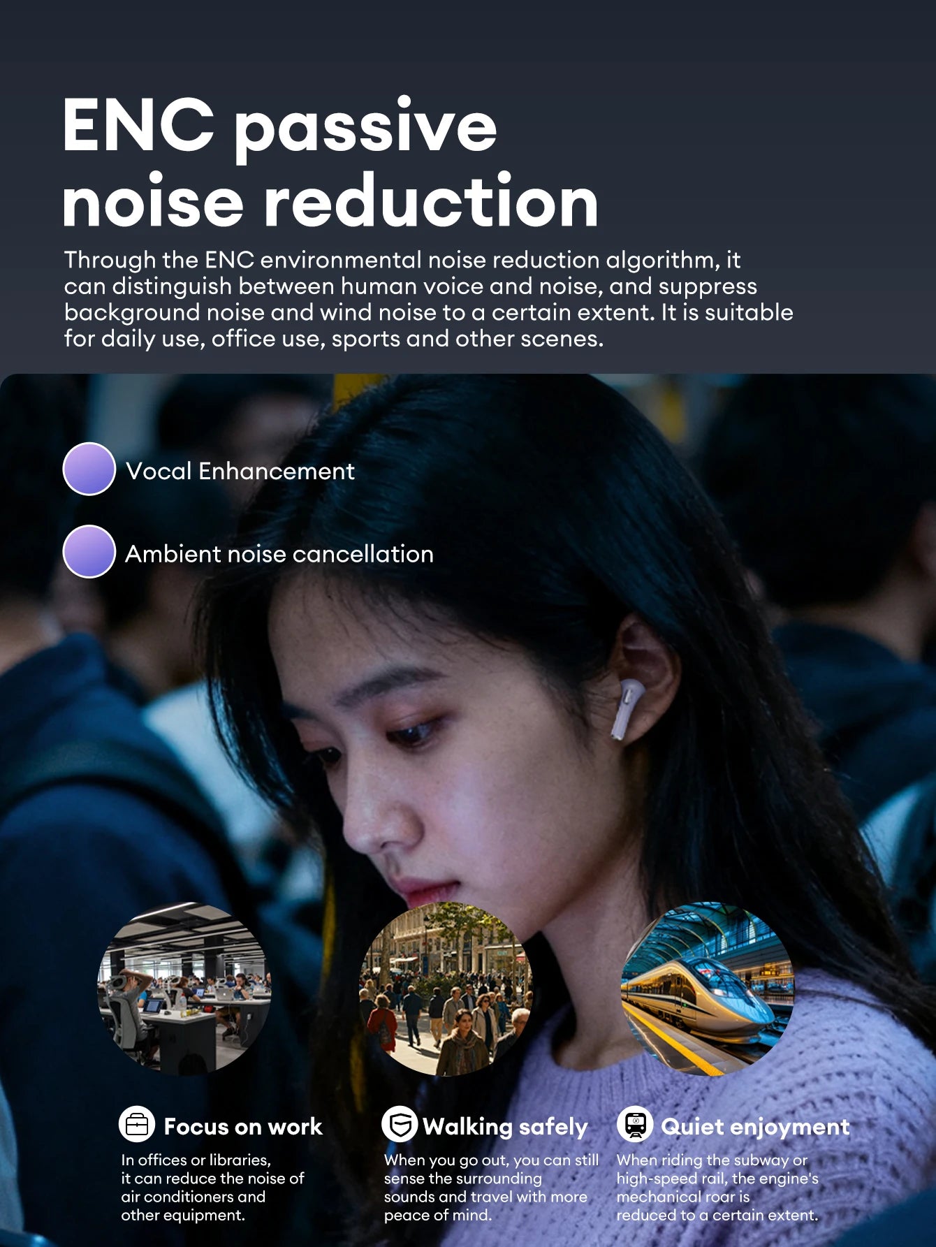 Lenovo Original Wireless Earphones Bluetooth 6.0 Long Battery Life Music Gaming Headphones HiFi Stereo Sound HD Call IP54 Earbud