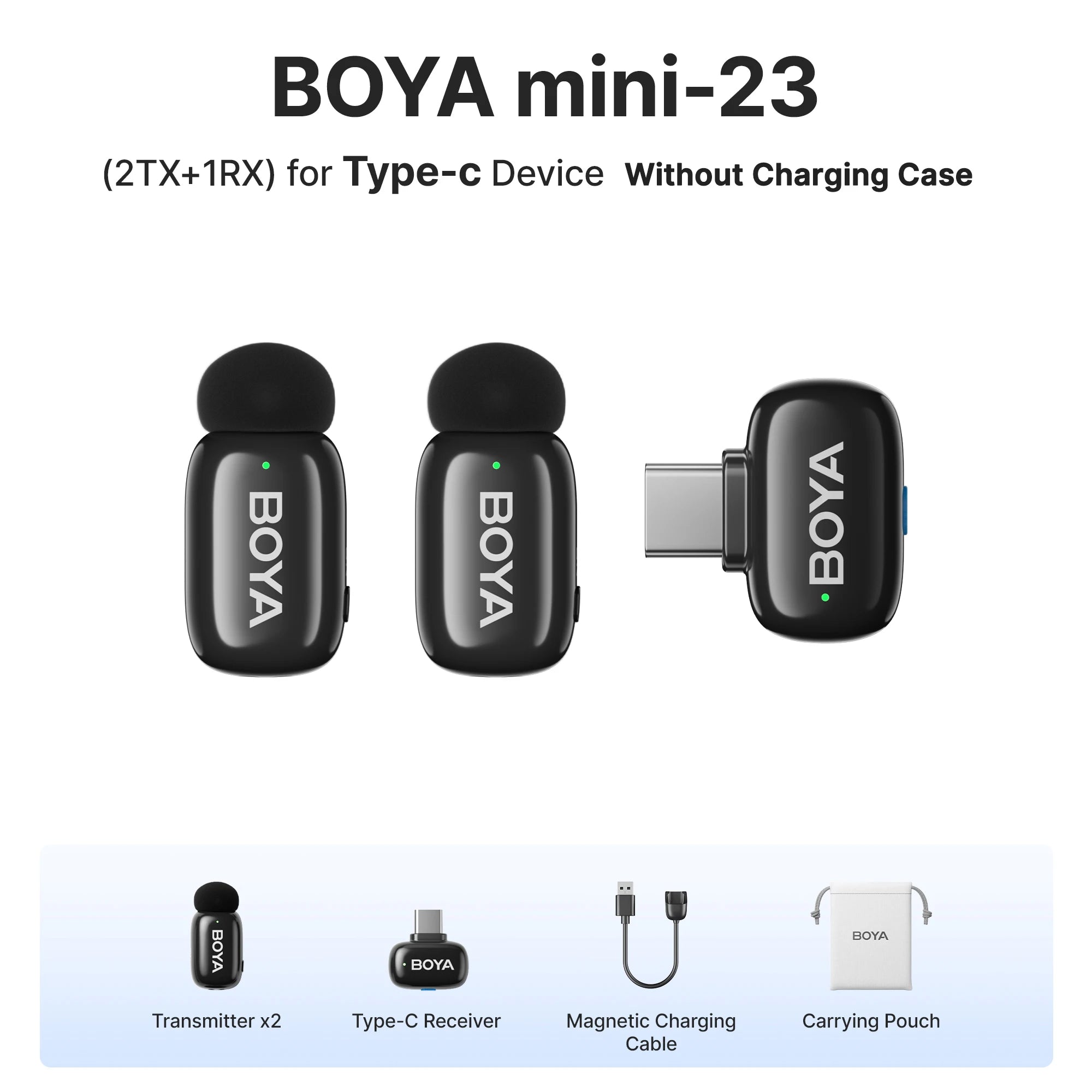 BOYA BOYA mini Wireless Lavalier Microphone for iPhone 15/16 Android USB-C Devices Noise Reduction for Video Recording Streaming