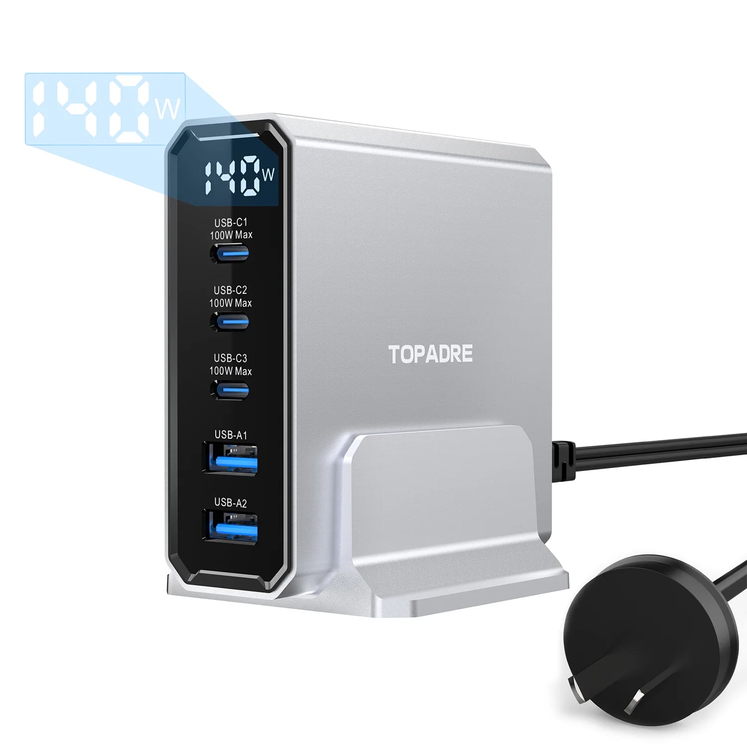 140W USB C 5-Ports Charging Station with Display